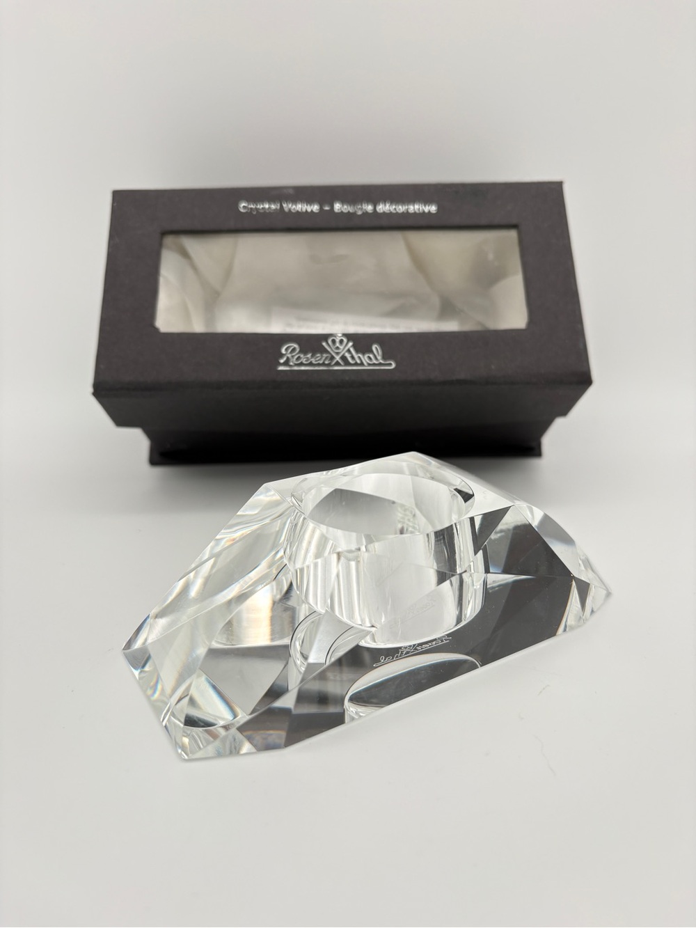 Rosenthal Crystal Votive Cut Half Round Candle Holder